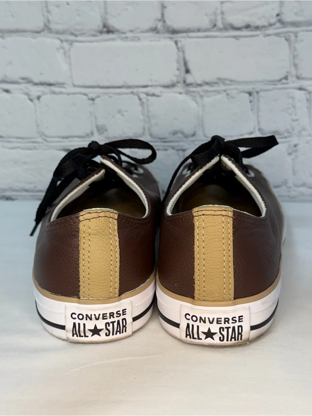 Converse Low Top Sneakers in Brown and Tan with Black Laces - Picture 5 of 7